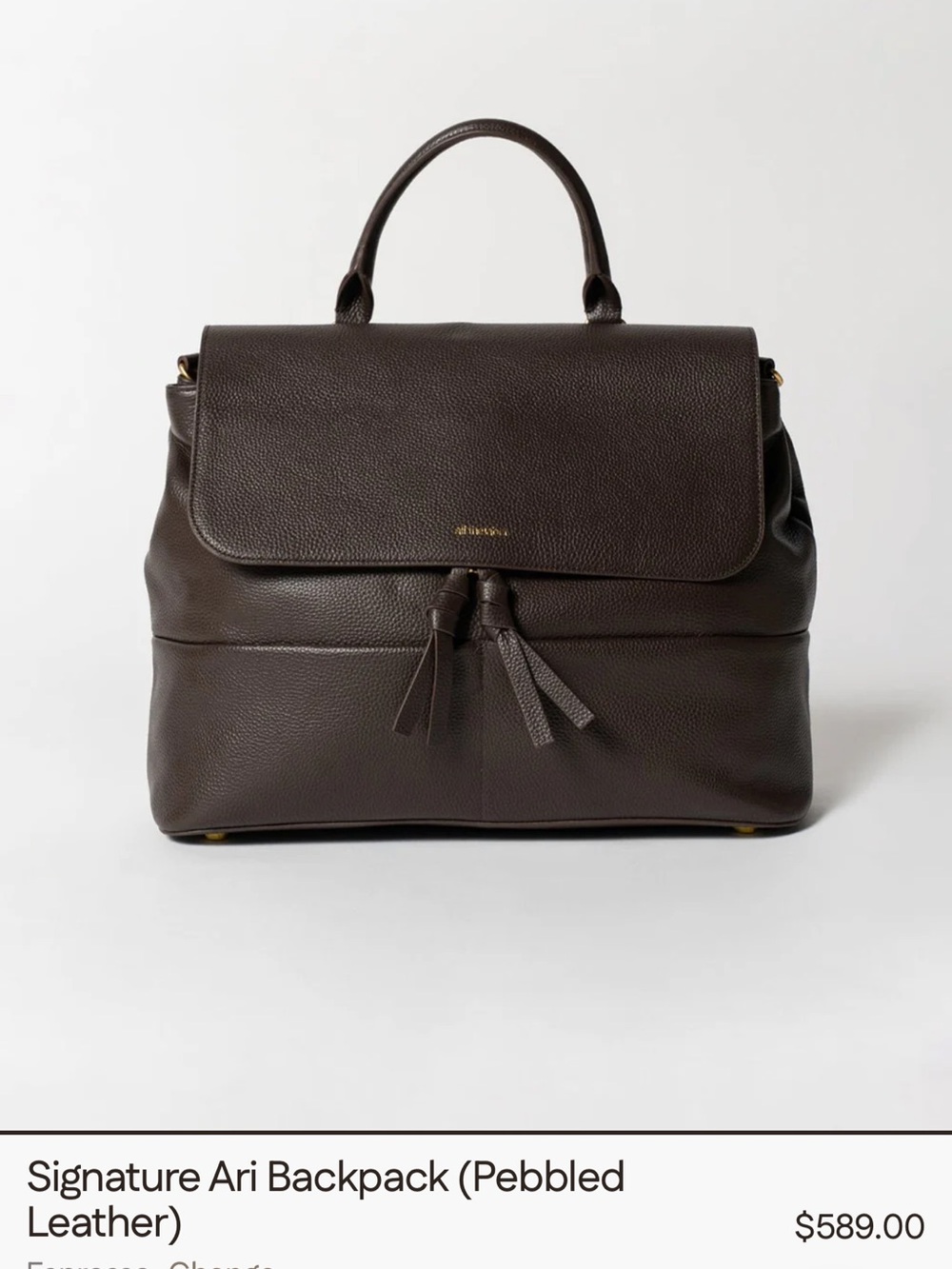 Alf the Label Signature Ari Backpack (pebbled leather - espresso)